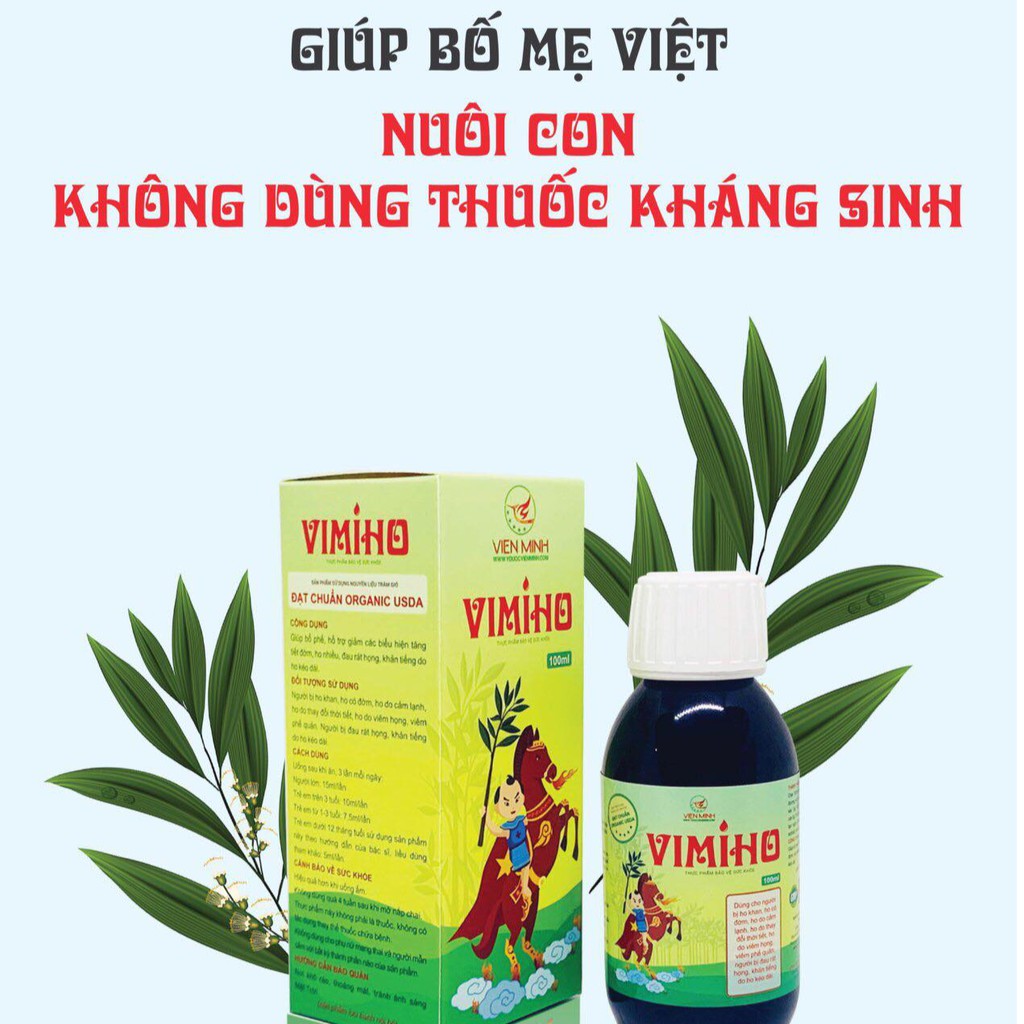 Siro ho thảo dược Vimiho – Hỗ trợ giảm ho do viêm họng, viêm phế quản hiệu quả (Chai 100ml)