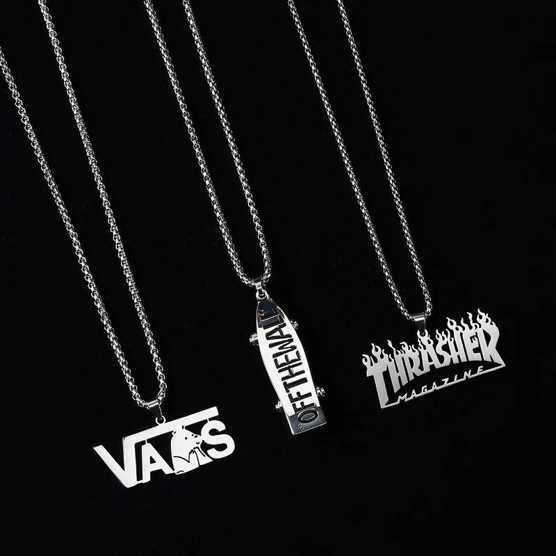 Dây Chuyền Vòng Cổ Chữ VANS - THRASHER Ngọn Lửa Phong Thép Titan Hiphop - VC018