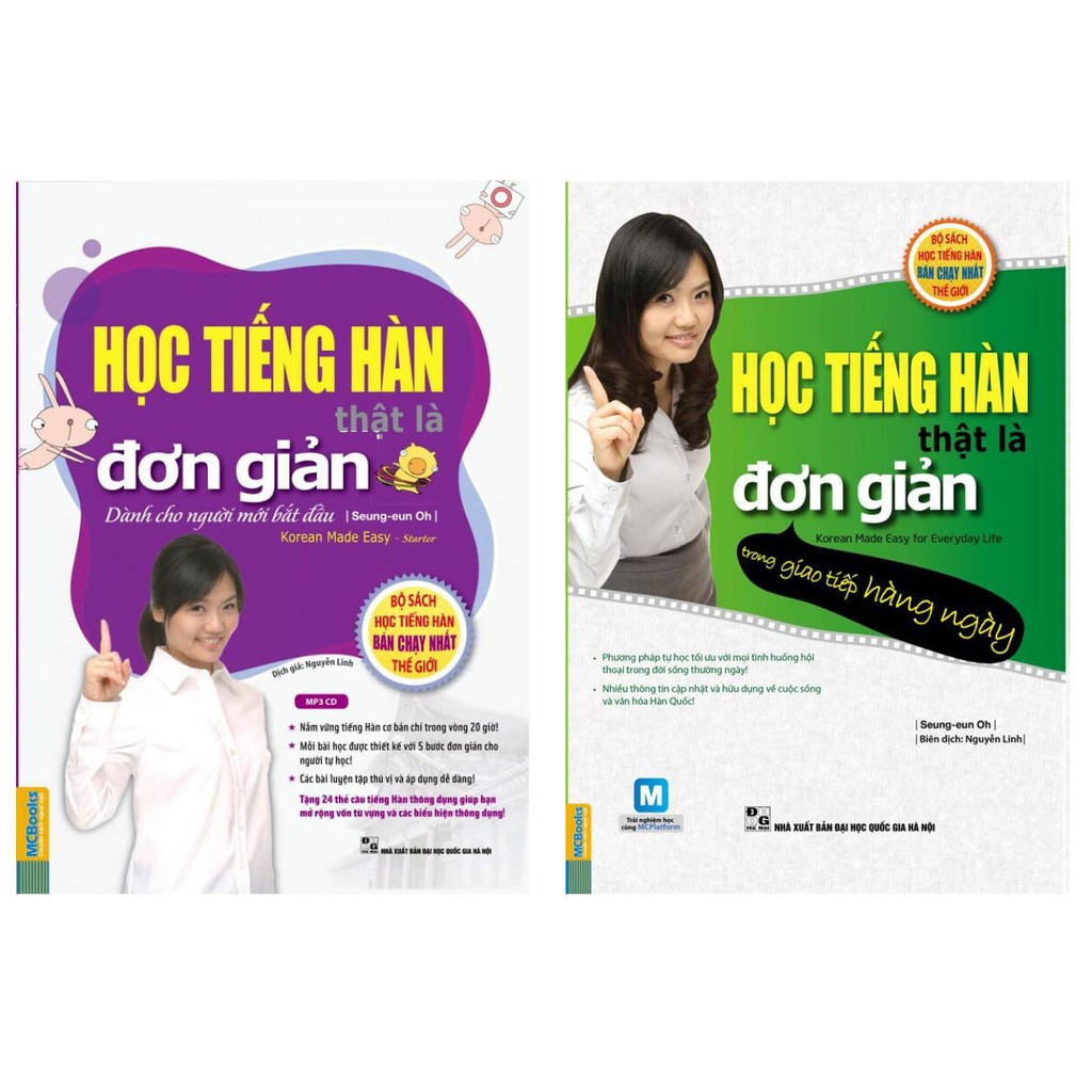 Sách - Combo Học tiếng Hàn đơn giản cho người mới bắt đầu + Giao tiếp hàng ngày
