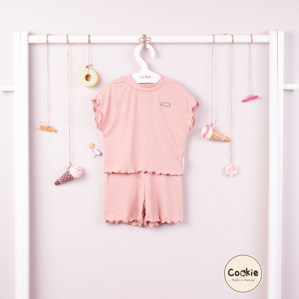 Bộ cộc tay cánh dơi cuốn bèo COOKIE cho bé gái - chất cotton tăm mềm mát