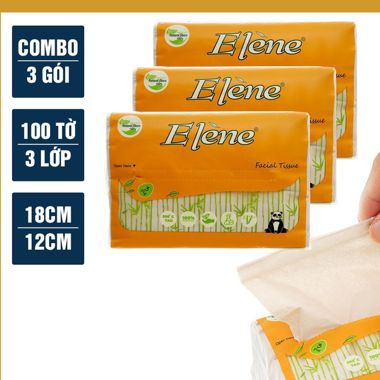 [Mã 267FMCGSALE giảm 8% đơn 500K] (COMBO 3 GÓI) GIẤY ĂN RÚT TRE ELENE