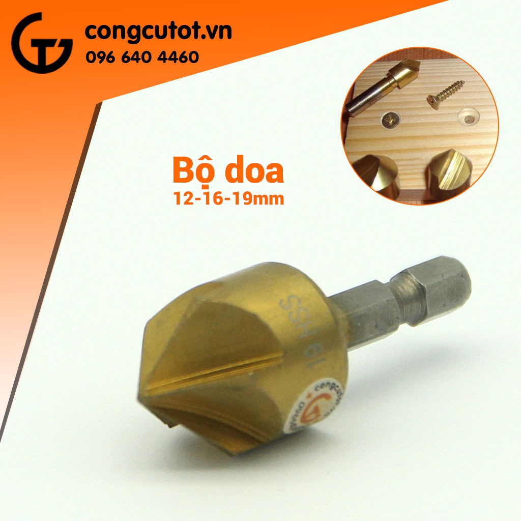 Bộ 3 mũi doa HSS chuôi lục ( 12 - 16 - 19mm )