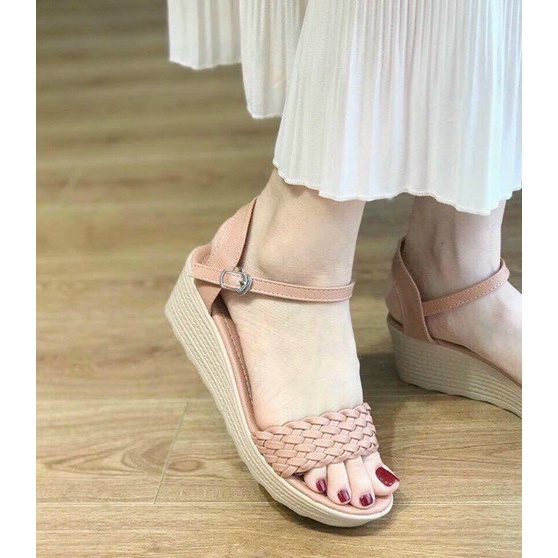 (S145) Sandal đế xuồng nữ quai đan da đế xuồng 5 phân (Mã X.154)