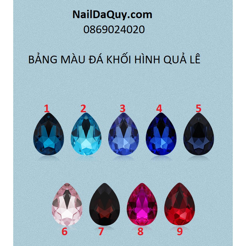 Đá khối chân nhọn đế bạc 100 viên đính nail hình giọt nước