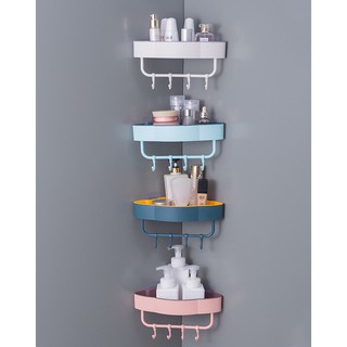 【MỚI  ( KHAY TAM GIÁC 2 LỚP DÁN TƯỚNG KÈM MÓC TREO TBHN ) Kệ Góc Nhựa Có Móc 【KM247 