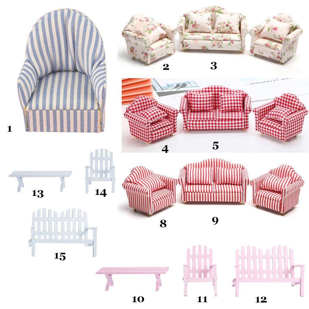 QTWOOF  Mô Hình Ghế Sofa Mini Nhiều Kiểu Dáng Màu Cầu Vồng Trang Trí Cho Nhà Búp Bê 1:12