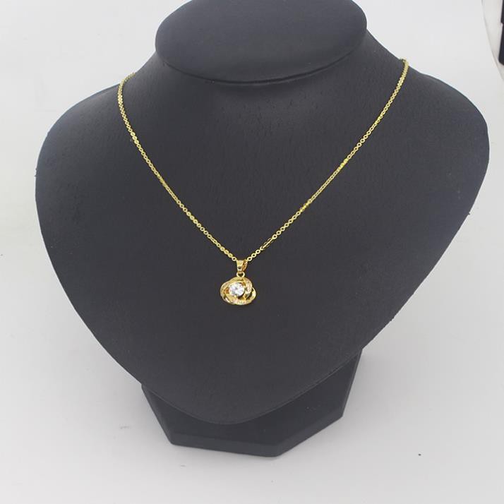 Dây chuyền nữ phối mặt đính đá trắng cực đẹp - Vòng cổ nữ mạ vàng 5 lớp cao cấp .