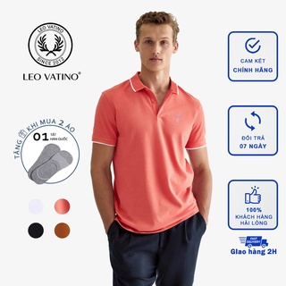 Áo polo nam Leo Vatino cotton cá sấu thêu ong thun polo cổ bẻ tay ngắn PLS09