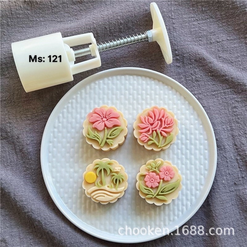 Khuôn trung thu hình hoa 4 mặt mẫu 2022 - Loại 50g ( Ms: 121)