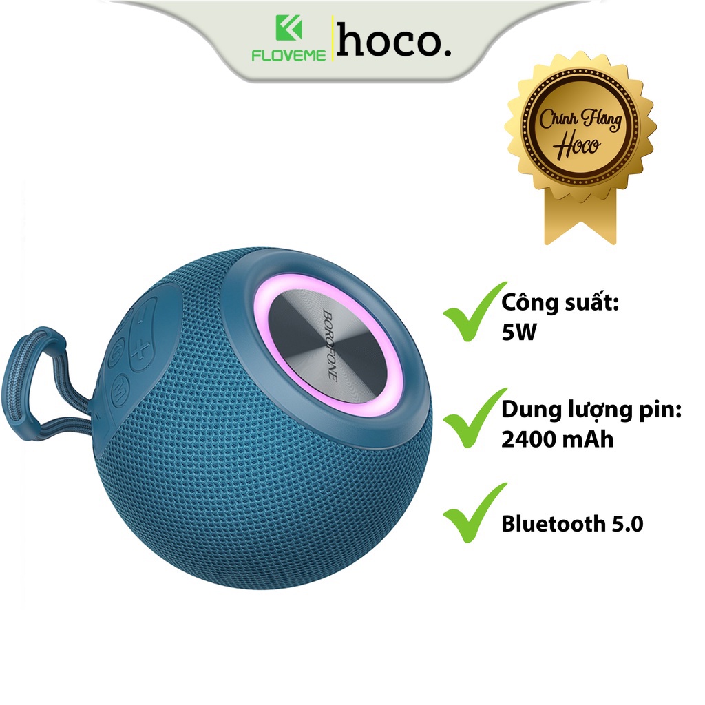Loa Bluetooth BOROFONE BR23 Hình Cầu LED Tròn, Âm Thanh Sống Động, Pin 2400mAh, Bluetooth 5.0, Có Hỗ Trợ Khe Cắm Thẻ Nhớ