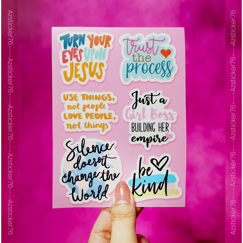 Sticker Chữ Dán Cute | Sticker Dán Nón Bảo Hiểm Chống Nước Cắt sẵn Dễ Dàng sử Dụng