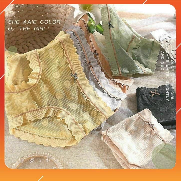 Quần lót nữ kháng khuẩn cạp cao nâng mông chất liệu ren cao cấp họa tiết quả bơ Q2653