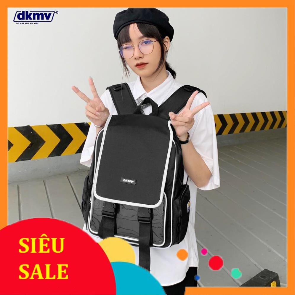 Sale - Balo nữ đi học màu đen thời trang canvas - DKMV Highlight Backpack