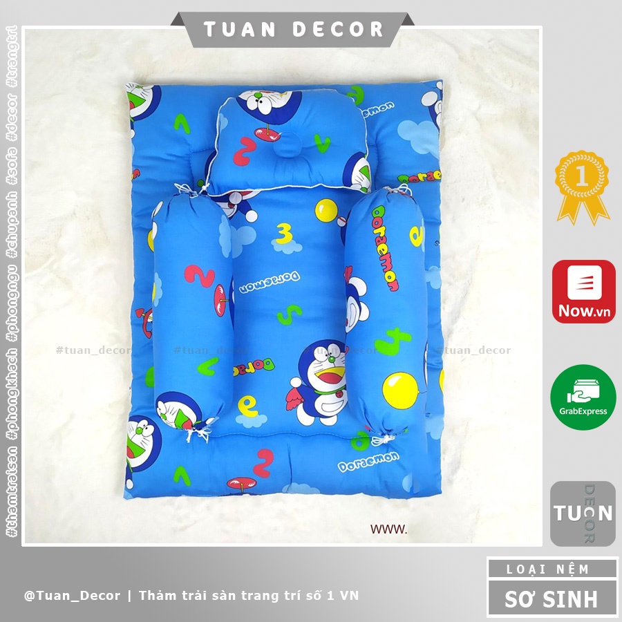 Bộ nệm gối cho bé trai màu xanh Doraemon vải COTTON Thắng Lợi chính hãng KIMHOME