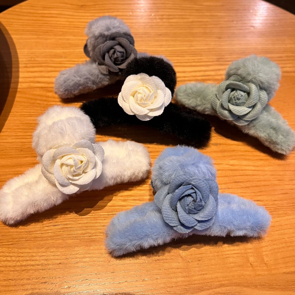 Kẹp Tóc Hoa Trà Nhồi Bông Phong Cách Mới 2022