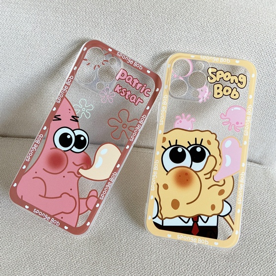 Cartoon Casing For IPhone 13 12 11 Pro Max Mini X Xs Xr 6 6s 7 8 Plus 6+ 6s+ 7+ 8+ Xsmax Promax 13Promax 12Promax 11Promax Cute Clear SpongeBob Patrick Star Fine Hole Shockproof Soft Phone Case HLJ 05
