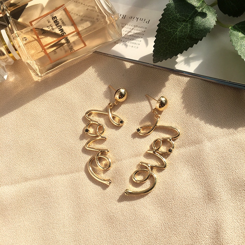 Khuyên Tai Nữ Trang Tạo Hình Chữ LOVE Phong Cách Âu Mỹ