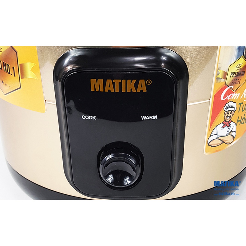 Nồi Cơm Điện Matika MTK-RC1893 (1,8L) Lòng Nồi Siêu Dày Nấu Cơm Ngon Cực Đỉnh, Chuẩn Vị Cơm Mẹ Nấu - [Bảo Hành 12 Tháng]