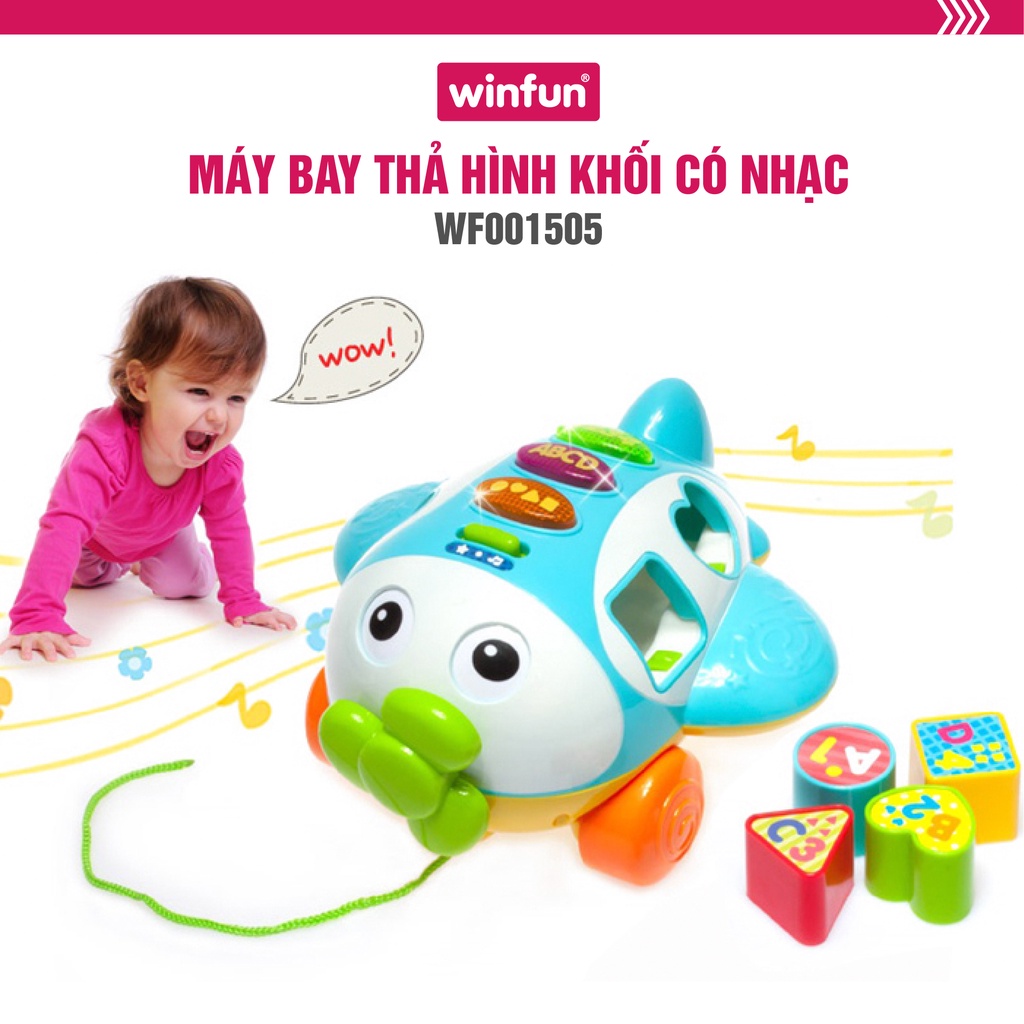 Đồ chơi xếp hình Máy bay thả hình khối có nhạc Winfun 1505, đồ chơi kích thích phát triển trí tuệ và tư duy logic cho bé