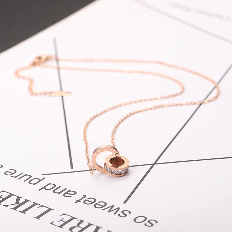 Vòng cổ Thép Titan Mặt Chữ Số La Mã Cổ Điển Cho Nữ