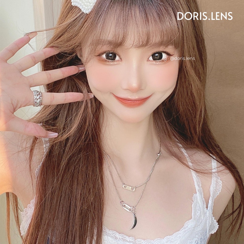 Kính Áp Tròng DORIS.LENS - BLACK ĐEN Giãn To 14.5mm Lens Mắt Đen Tự Nhiên 0 Đến 10 Độ Lệch Độ