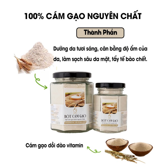 Hũ bột đắp mặt nạ SUZIKO cám gạo nguyên chất làm sạch sau dưỡng trắng da hiệu quả 140g