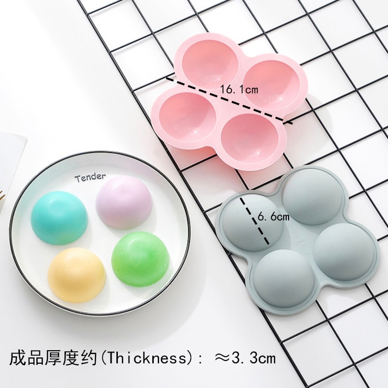 Khuôn Silicone Làm Bánh Donut / Kem / Xà Phòng Hình Bán Cầu DIY