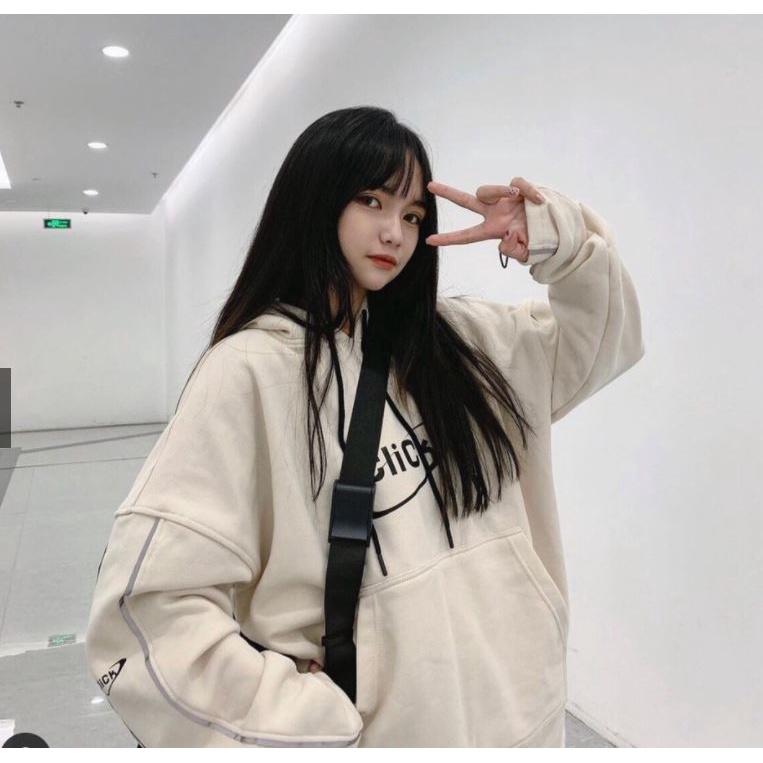 Áo Hoodie Click Nữ- Sweater nỉ dáng rộng tay bồng phối viền, phong cách Ullzang siêu hot - HANHAN SHOP | BigBuy360 - bigbuy360.vn