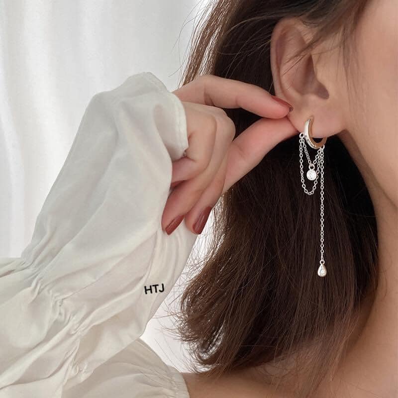 Bông tai bạc Ý xi bạch kim nhà Ryn