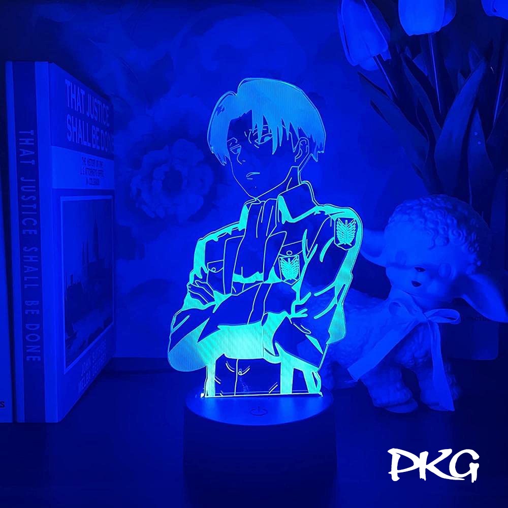 Đèn Ngủ Led 3D Hình LEVI ACKERMAN Attack On Titan Quà Tặng Trang Trí cảm ứng có Điều khiển từ xa nháy sáng 16 màu
