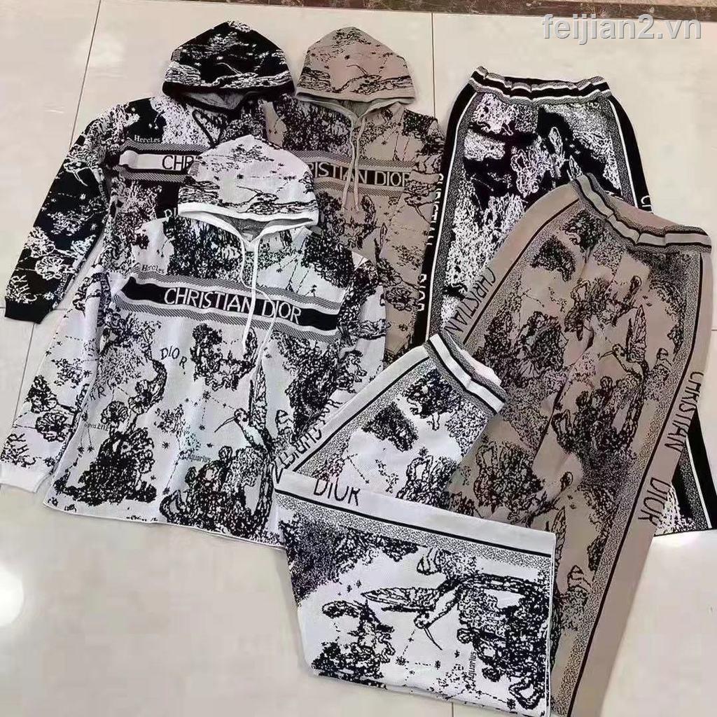 ♞☊☒Bộ 2 Sản Phẩm Áo Thun Dài Tay Và Quần Dài DIOR Thời Trang Cao Cấp Cho Nữ