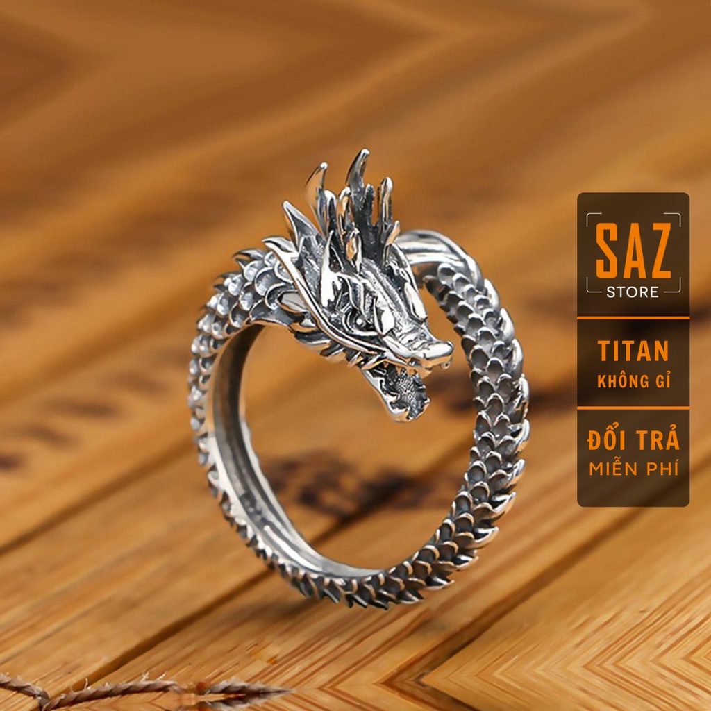 Nhẫn đeo ngón tay rồng phong cách punk rock vintage SAZ cá tính dành cho nam và nữ- Nhẫn Rồng