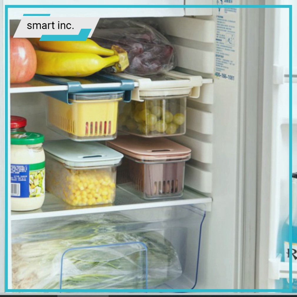 Khay Kệ Nhựa Ngăn Khay Cài Gắn Treo Tủ Lạnh 🌈FREESHIP🌈 Đựng Đồ Thức Ăn Thực Phẩm Rổ Gấp Gọn Để Ngăn Mát Tủ Lạnh