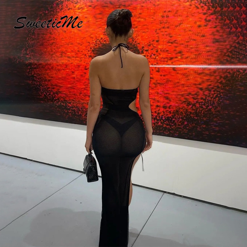 Đầm Nữ Phối Lưới Xuyên Thấu Hở Lưng Quyến Rũ 2022