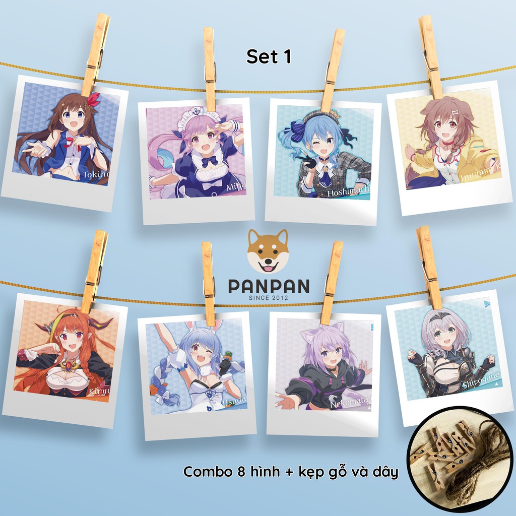 Combo 8 ảnh card lomo polaroid trang trí Hololive Vtuber