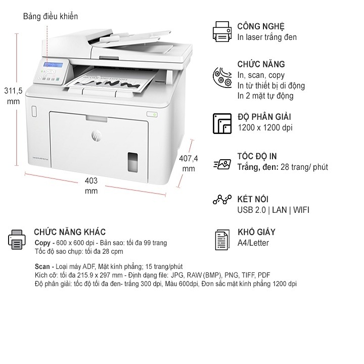 Máy in đa năng HP LaserJet Pro M227SDN