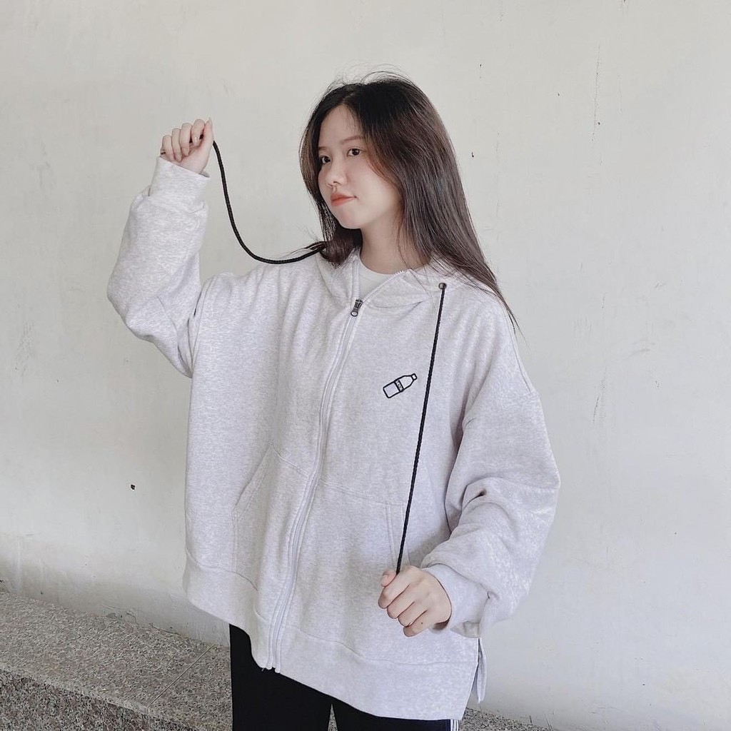 Áo khoác nỉ hộp chai sữa FreeSize xẻ tà-ÁO hoodie in hình chai sữa