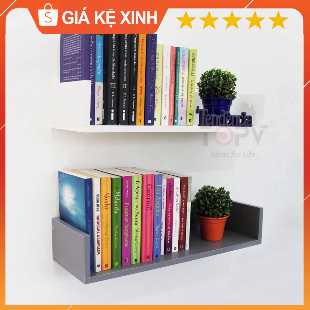 Kệ sách treo tường kiêm kệ decor chữ U TopV giá sách gỗ tủ để đựng đỡ kê vở cho bé nhỏ mini giá rẻ trắng Giá kệ xinh