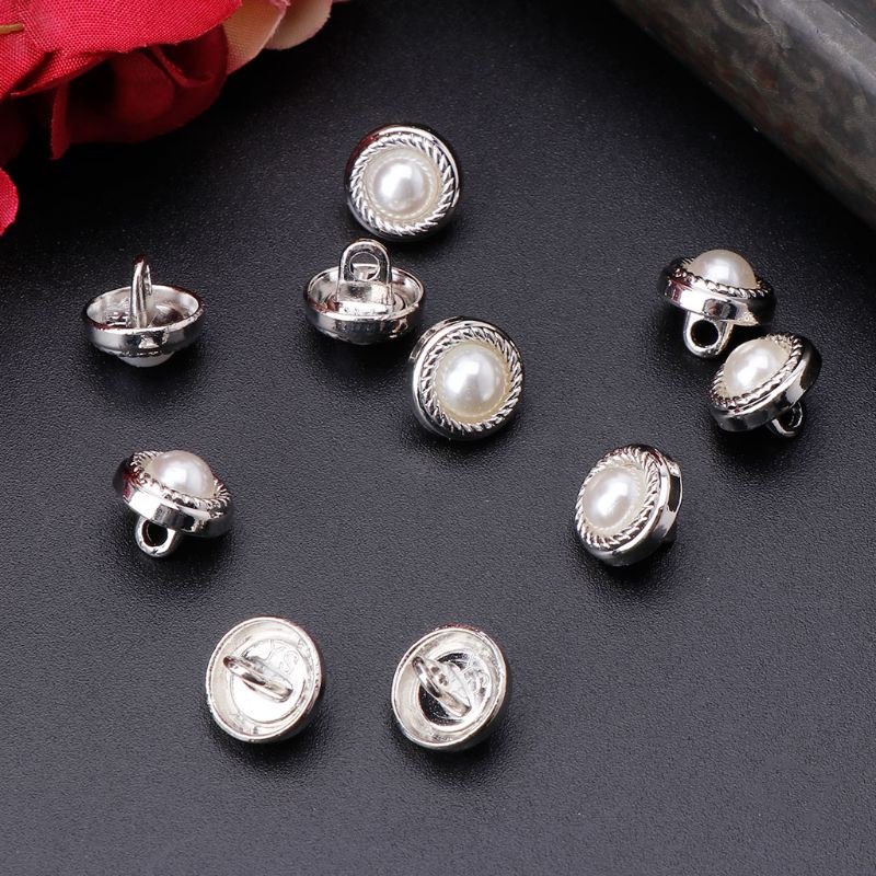 10 Nút Ngọc Trai Giả Bằng Nhựa Hình Số 8 Dùng May Vá Thủ Công DIY