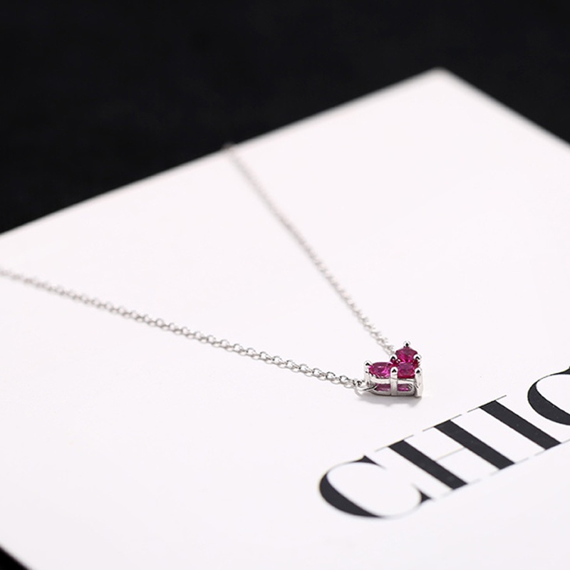 Thời Trang Vòng cổ Mặt Trái Tim Đính Đá Zircon Đỏ