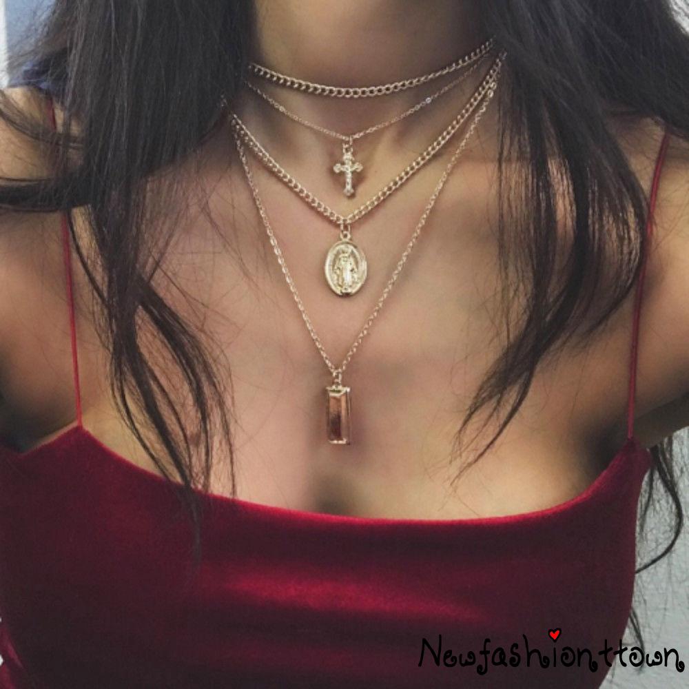 Dây chuyền kim loại mặt chữ thập thời trang nam nữ