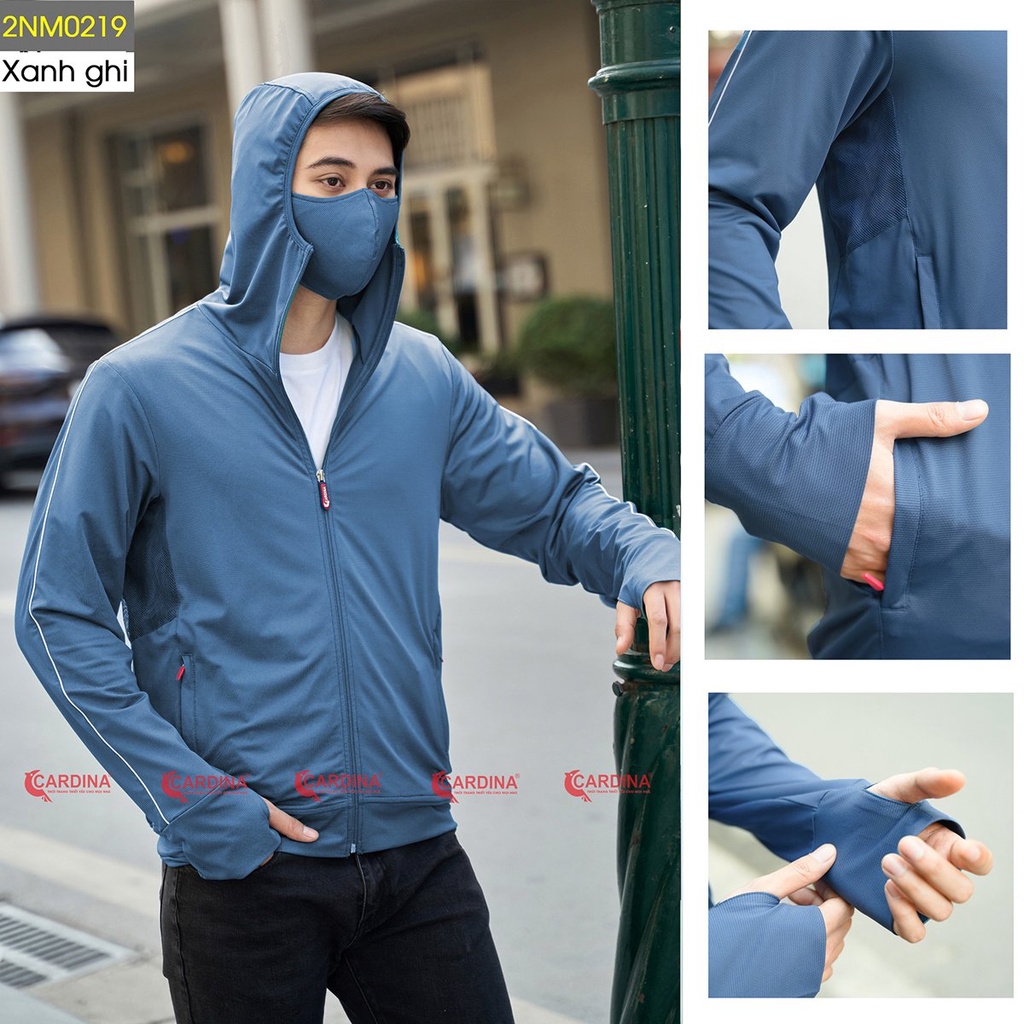 Áo chống nắng nam CARDINA 2 lớp chất thun lạnh cao cấp viền thể thao chống tia UV thiết kế lưới tản nhiệt 2NM02