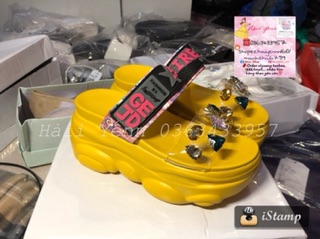 Dép gấu đính đá đế bự 9cm ORDER ( kèm video + ảnh thật )