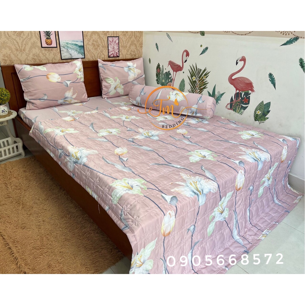 Chăn ga lụa tencel mát mềm mịn họa tiết con hạc siêu xinh | BigBuy360 - bigbuy360.vn