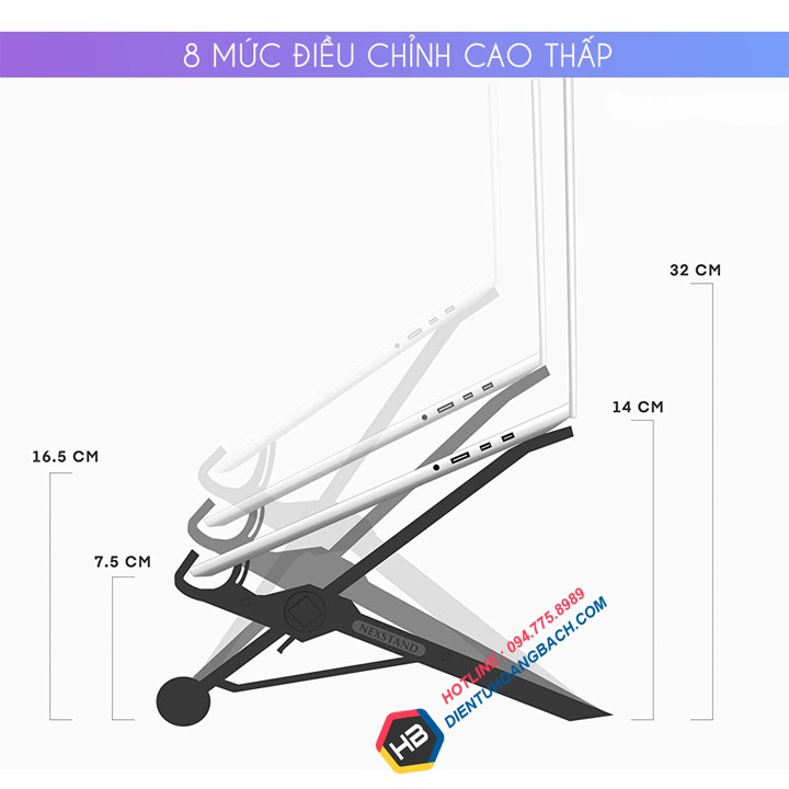 Giá đỡ Macbook Laptop NEXSTAND K2 11.6" - 15.6" - Điều chỉnh cao thấp dễ dàng Gấp gọn tiện lợi di chuyển