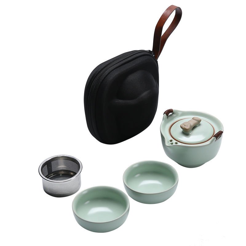 Bộ Ấm Trà kung fu ru kiln ruyi Bằng Gốm Mang Theo Du Lịch Gia Đình jingdezhen kung fu