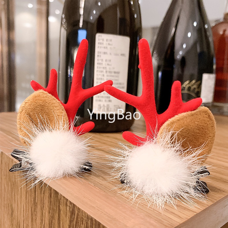 1 Cặp Kẹp Tóc Hình Sừng Hươu Giáng Sinh