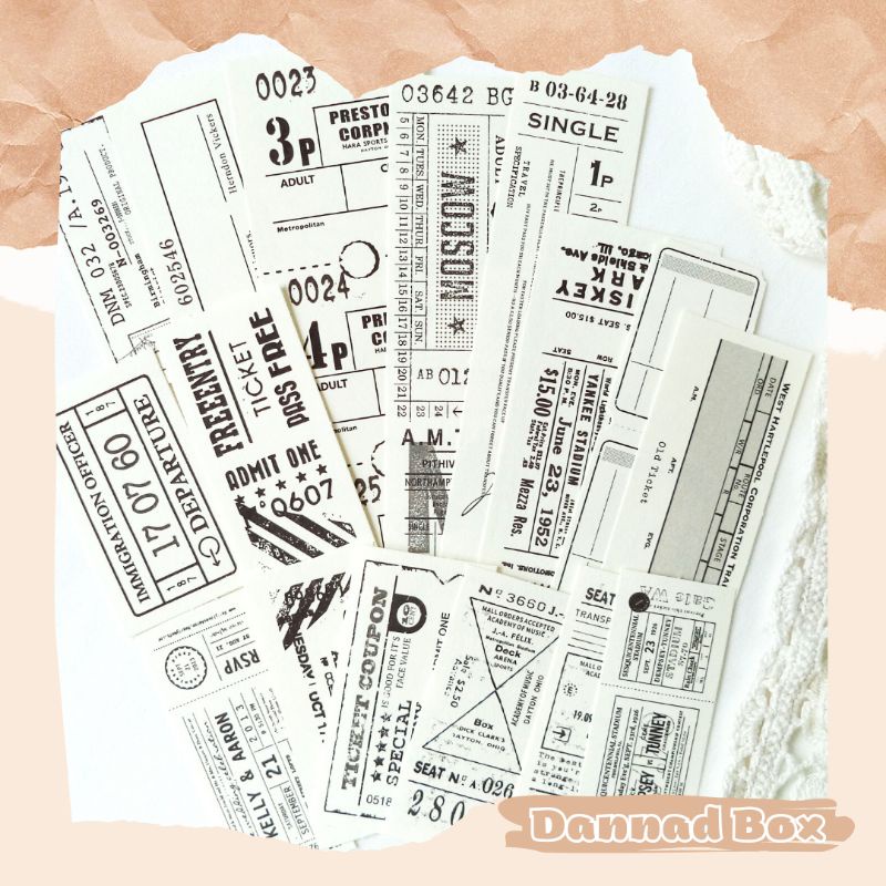 Set Mix 16 Giấy Note Ticket Phong Cách Vintage