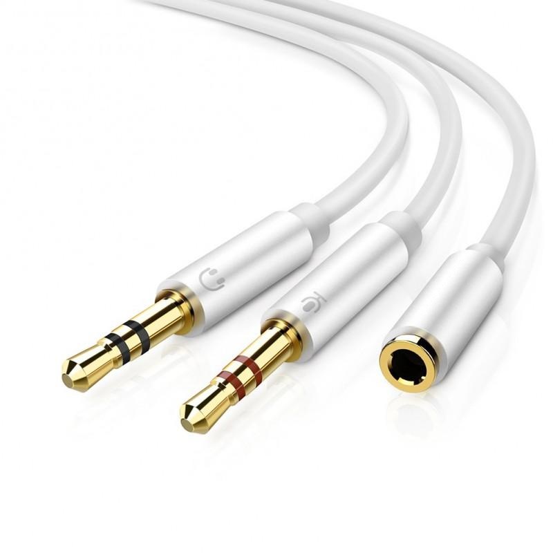 Dây chuyển đổi tai nghe 3.5mm sang 2 cổng 3.5mm cho âm thanh audio và mic Gutek J01