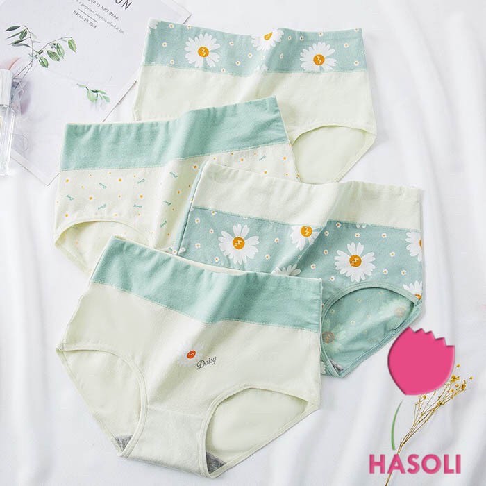 Set 5 Quần Lót Nữ Cạp Cao - Quần Cotton Hoa Cúc Gen Bụng Kháng Khuẩn Cao Cấp S58